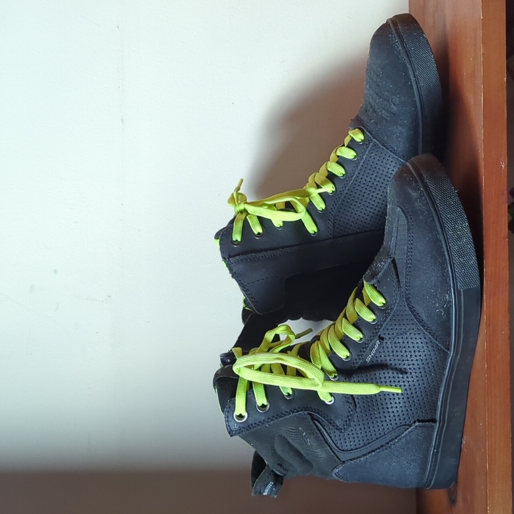 Shima Rebel Sport Bike Motorcycle Sneaker Black And Neon Green High top
